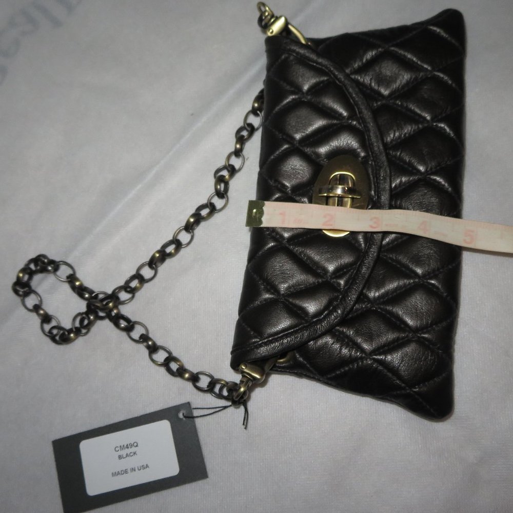 Carla Mancini Black Quilted Leather Clutch - Picture 7 of 10